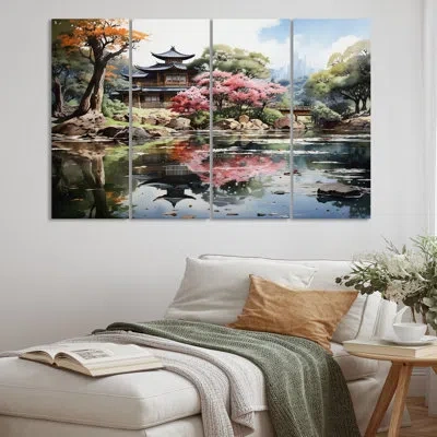 Design Art 4 Wall Decor Set In Green;pink