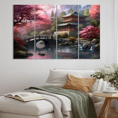 Design Art 4 Wall Decor Set In Green;pink
