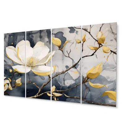 Design Art 4 Wall Decor Set Metal In Gray;yellow