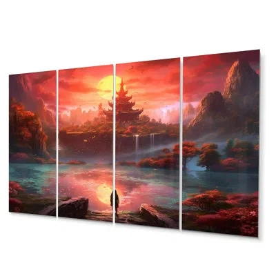Design Art 4 Wall Decor Set In Orange;teal