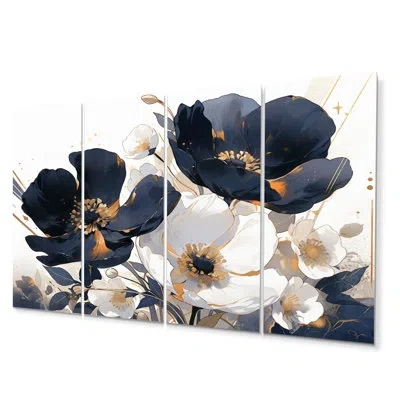 Design Art 4 Wall Decor Set In White;gold