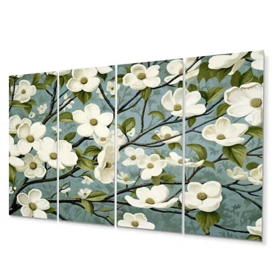 Design Art 4 Wall Decor Set In White;teal
