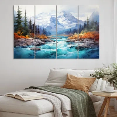 Design Art 4 Wall Decor Set In White;turquoise