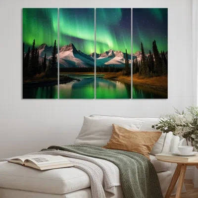 Design Art 4 Yukon Dream Aurora Ii Wall Decor Set Metal In White;green
