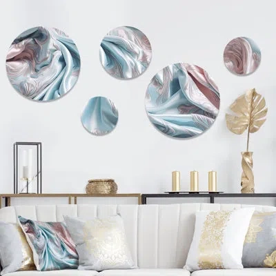 Design Art 5 Pink Blue Dancing Colors Iv Wall Decor Set Metal In Blue;pink