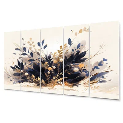 Design Art 5 Wall Decor Set In Blue;gold