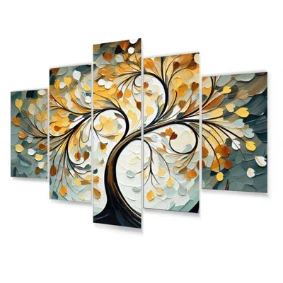 Design Art 5 Wall Decor Set In Gray;yellow