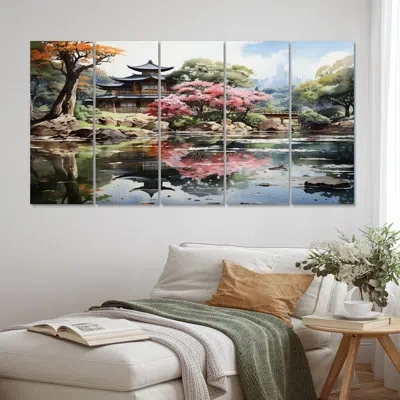 Design Art 5 Wall Decor Set In Green;pink