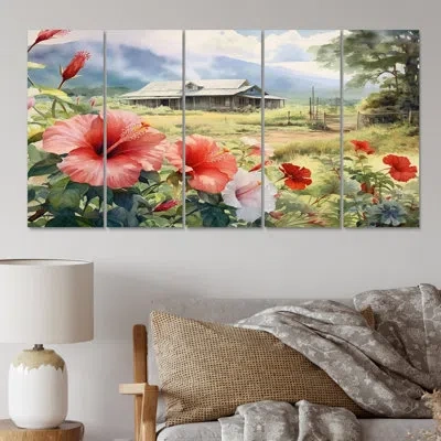 Design Art 5 Wall Decor Set In Green;pink