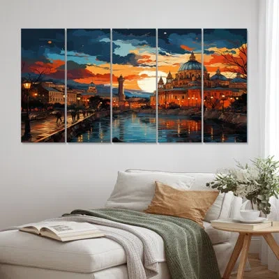 Design Art 5 Wall Decor Set In Orange;teal