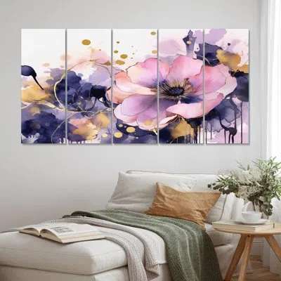 Design Art 5 Wall Decor Set In Pink;purple