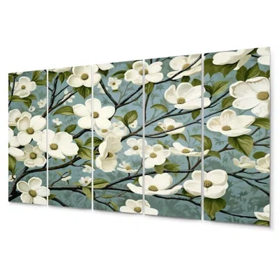 Design Art 5 Wall Decor Set In White;teal