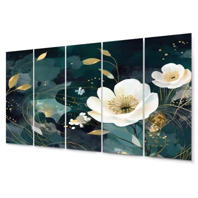 Design Art 5 Wall Decor Set In White;teal
