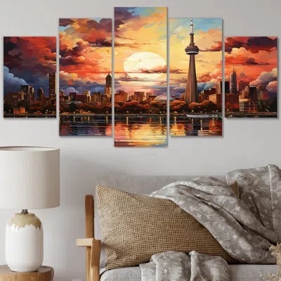 Design Art 5 Wall Decor Set In Yellow;coral