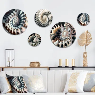 Design Art 5 White Fractal Universe Ii Wall Decor Set In Blue;white