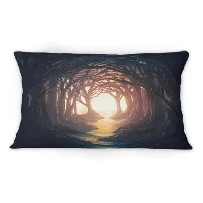 Design Art A Dark Forest Leading To Colorful And Bright -1 Tropical Printed Throw Pillow