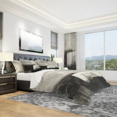 Design Art A Geometric Day Ii - Mid-century Modern Duvet Cover Set - Microfiber Polyester In Gray