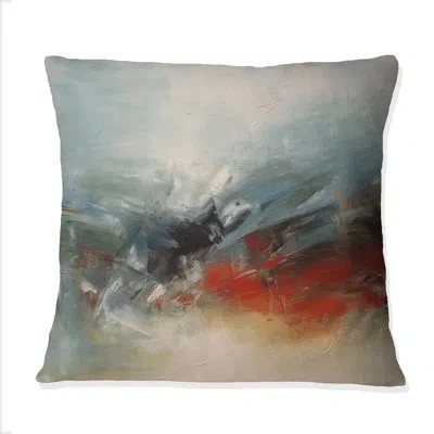 Design Art A Thought Of Her Abstract In Vintage Blue And Red - Abstract Painting Printed Throw Pillow In Blue;red