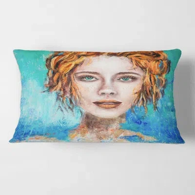 Design Art A Woman Face With Eyes And Hair Rectangular Pillow Cover & Insert