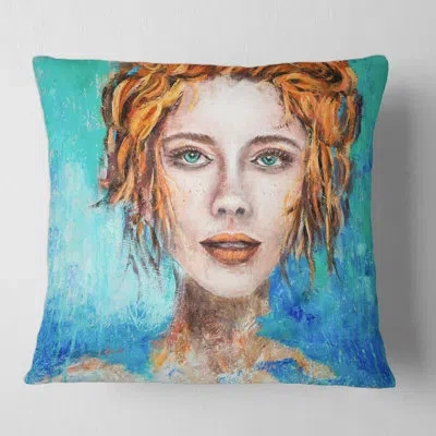 Design Art A Woman Face With Eyes And Hair Square Pillow Cover & Insert