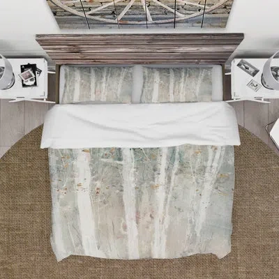 Design Art A Woodland Walk Into The Forest V Farmhouse Duvet Cover Set In Gray