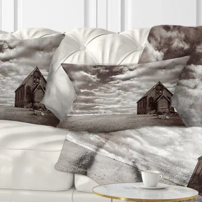 Design Art Abandoned Desert Church - Landscape Printed Throw Pillow