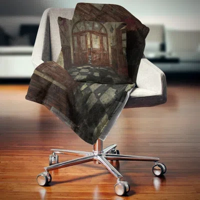 Design Art Abandoned Interior - Landscape Printed Throw Pillow In Brown