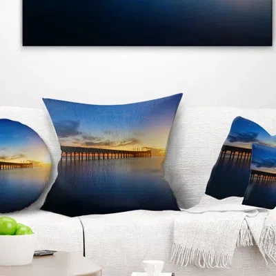 Design Art Abandoned Piers In The Sea - Sea & Shore Printed Pillow