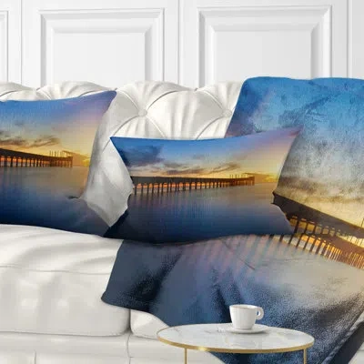 Design Art Abandoned Piers In The Sea - Sea & Shore Printed Pillow