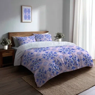 Design Art Abstract 6 Pcs Comforter Set - Modern Blue And White Boho Mandala Comforter Bedding Set In Blue;white