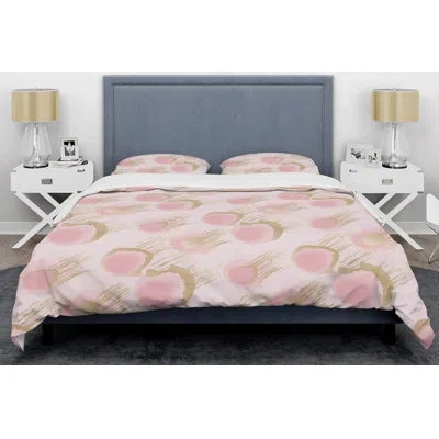 Design Art Abstract Abstract Flower Ix Mid-century Duvet Cover Set In Pink