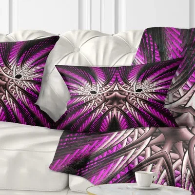 Design Art Abstract Abstract Glowing Fractal Flower Lumbar Pillow In Purple,gray