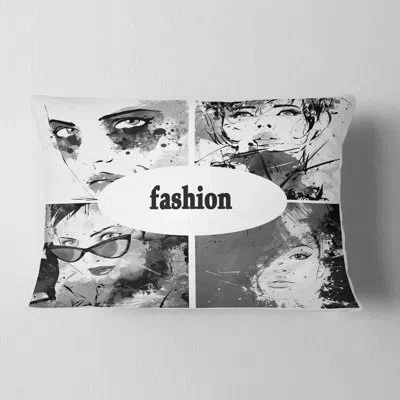 Design Art Abstract Abstract Portrait Collage Of Faces Lumbar Pillow