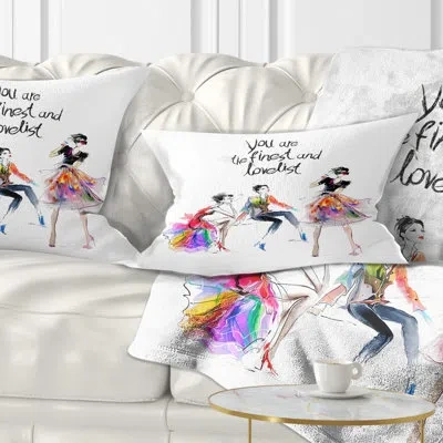 Design Art Abstract Abstract Portrait Three Pretty Fashion Girls Lumbar Pillow