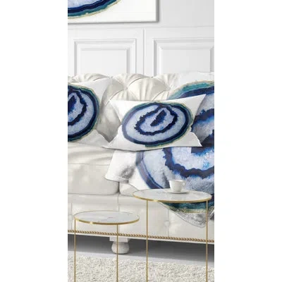 Design Art Abstract Abstract Slice Of Beautiful Blue Agate Lumbar Pillow