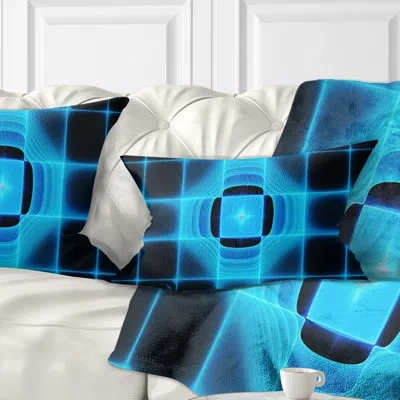 Design Art Abstract Abstract Thermal Infra Visor Lumbar Pillow In Blue,black