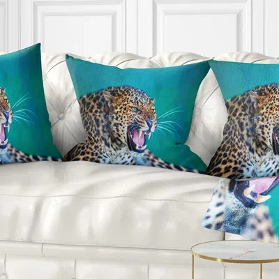 Design Art Abstract Abstract Wild Leopard Close Up View Pillow In Brown