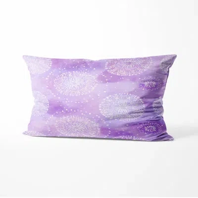 Design Art Abstract Accent Pillow - Modern Purple And White Boho Mandala Printed Cushion For Living Room In White;purple