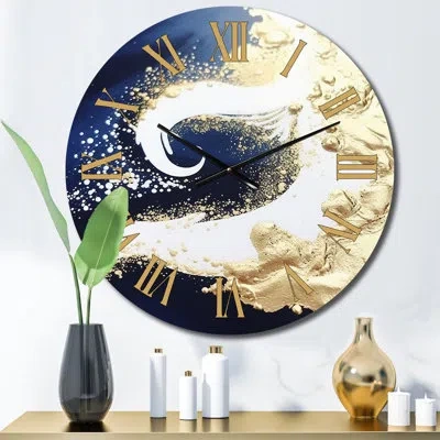Design Art Abstract Aeral View Sunshine In The Artic Metal Wall Clock In Blue;white