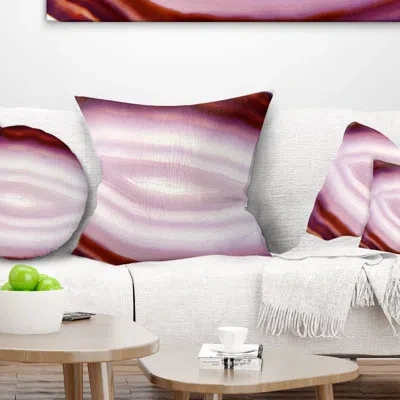 Design Art Abstract Agate With Chalcedony Geological Crystal Pillow In Pink