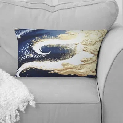 Design Art Abstract Areal View Sunshine In The Artic - Abstract Shapes Printed Throw Pillow In Blue;white