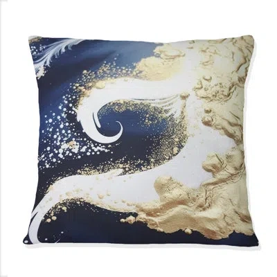 Design Art Abstract Areal View Sunshine In The Artic - Abstract Shapes Printed Throw Pillow In Blue;white