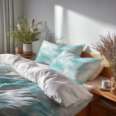 Design Art Abstract Bedding Set 4 Pcs - Blue Seafoam Air Bed Comforter Set