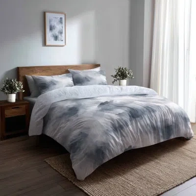 Design Art Abstract Bedding Set 4 Pcs - Grey Slate Mist Bed Comforter Set In Gray;white