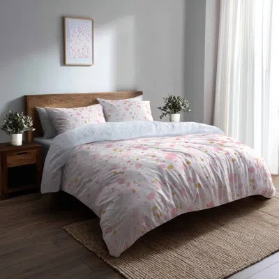Design Art Abstract Bedding Set 4 Pcs - Modern Pink And Gold Dew Bed Comforter Set In Pink;gold