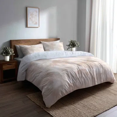 Design Art Abstract Bedding Set - Modern Beige Mist Duvet Cover And Throw Pillow Set