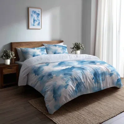 Design Art Abstract Bedding Set - Modern Blue Mist Duvet Cover And Throw Pillow Set