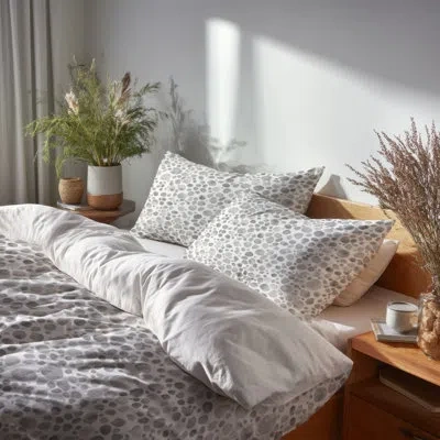 Design Art Abstract Bedding Set Of 4 - Modern Gray And Silver Boho Mandala Bed Comforter Set In Gray;silver