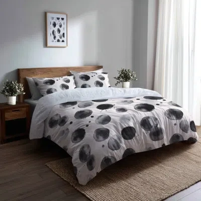 Design Art Abstract Bedding Set Of 6 - Modern Quiet Graphite Comforter Bedding Set In Black;white