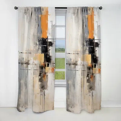 Design Art Abstract Beige Grey Road Collage - Collages Curtain - Blackout Abstract Curtain - 1 Panels In Beige;grey